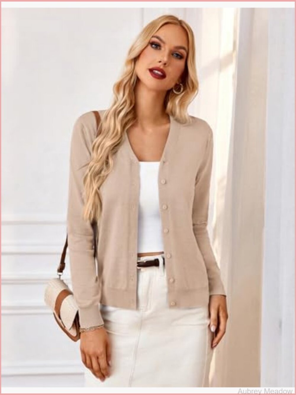Women Lightweight V-Neck Button Down Cardigan Sweater - Picture 2 of 7